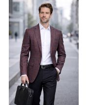 Mauve Sport Coat Plaid Blazer for Men