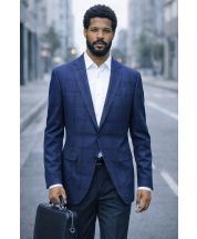 Statement Men's Outlet 100% Wool Modern Fit Sport Coat - Classic Plaid