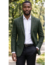 Hunter Green Plaid Blazers Mens Jackets
