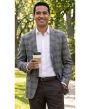 Statement Men's Outlet 100% Wool Modern Fit Sport Coat - Sharp Plaid