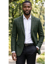 Statement Men's Outlet 100% Wool Modern Fit Sport Coat - Textured Plaid