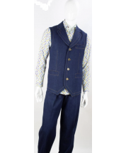Royal Diamond Men's Outlet 2 Piece Denim Walking Suit - Vest Set
