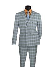 Vinci Men's 2 Piece Slim Fit Double Breasted Suit - Layered Plaid