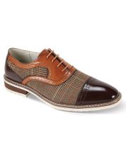 Giovanni Men's Leather Dress Shoe - Plaid Accent Panel