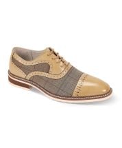 Giovanni Men's Leather Dress Shoe - Plaid Accent Panel