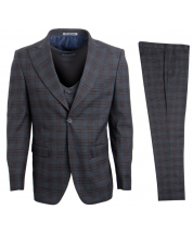 Stacy Adams Men's 3 Piece Executive Slim Suit -  Glen Plaid