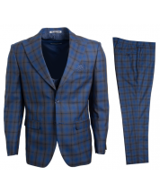 Stacy Adams Men's 3 Piece Executive Hybrid Suit - Windowpane