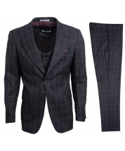 Stacy Adams Men's 3 Piece Executive Hybrid Suit - Sharp Windowpane