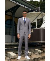 Stacy Adams Men's 3 Piece Hybrid Suit - Pinstripe Pattern