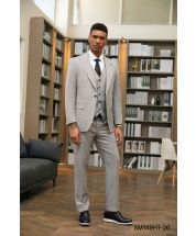 Stacy Adams Men's 3 Piece Hybrid Suit - Windowpane Texture
