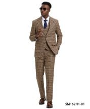 Stacy Adams Men's 3 Piece Hybrid Fit Suit - Vibrant Plaid