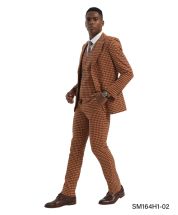 Orange Suit for Men Man in Suit Houndstooth Suits