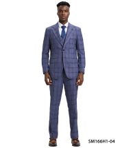 Stacy Adams Men's 3 Piece Hybrid Suit - Triple Line Plaid