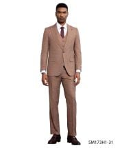 Stacy Adams Men's 3 Piece Hybrid Fit Suit - Textured Solid Color