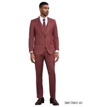 Stacy Adams Men's 3 Piece Hybrid Fit Suit - Pinstripe