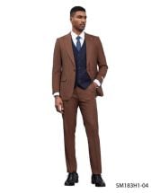 Stacy Adams Men's 3 Piece Glen Plaid Hybrid Fit Suit - Accented Vest