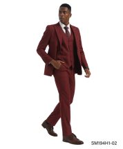 Burgundy Suit Men's Suit Men 3 Piece Suit Peak Lapel Suit Jacket