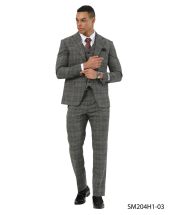 Stacy Adams Men's 3 Piece Glen Plaid Suit - Hybrid Fit