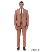 Stacy Adams Men's 3 Piece Hybrid Fit Suit - Textured Windowpane
