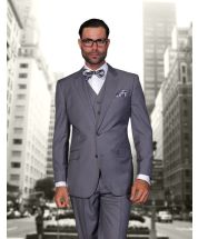Statement Men's Outlet 100% Wool 3 Piece Suit - Solid Colors