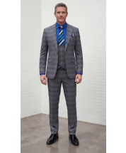 Grey Suit Slim Fit Suit for Men Super Stretch Fabric Machine Washable Adjustable Waistband