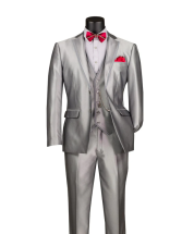 Vinci Men's 3 Piece Slim Fit Suit - Sleek Sharkskin