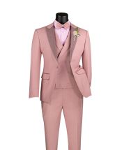 Pink Suit 3 Piece Suits for Men Double Breasted Vest