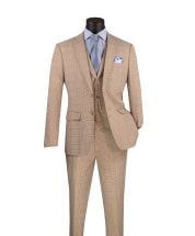 Vinci Men's 3 Piece Slim Fit Suit - Glen Plaid