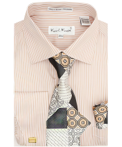 Karl Knox Men's French Cuff Shirt Set - Triple Pattern Checker
