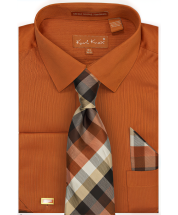 Karl Knox Men's French Cuff Shirt Set - Gradient Checker