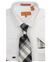 Karl Knox Men's French Cuff Shirt Set - Gradient Checker