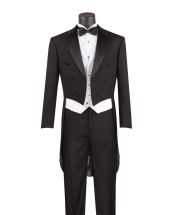Vinci Men's 3 Piece Tuxedo with Tails - Luxurious Wool Feel