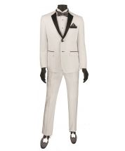 Vinci Men's 2 Piece Wool Feel Slim Fit Tuxedo - Flat Front Pant