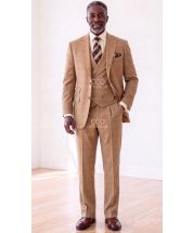 Brown Windowpane Suit Mens Wool Suits High Fashion Suit with Semi-Wide Leg Pants