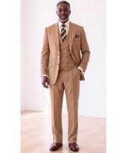 Brown Windowpane Suit Mens Wool Suits High Fashion Suit with Semi-Wide Leg Pants