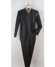 Apollo King Men's 100% Wool 3 Piece Suit - Slanted Fashion Vest
