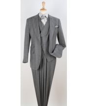 Grey Stripe 3 Piece Mens Suits Peak Lapel Suit for Men
