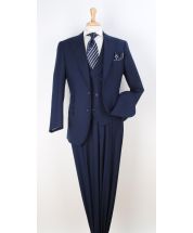 Apollo King Men's 3pc 100% Wool Fashion Suit - Flat Front Pants