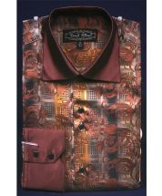 Daniel Ellissa Men's Outlet Fashion Dress Shirt - Tonal Stripe with Swirl