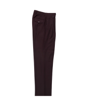 Tiglio Rosso Men's 100% Wool Pants - Wide Leg - Burgundy
