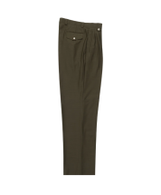 Tiglio Rosso Men's 100% Wool Pants - Wide Leg - Olive