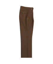 Tiglio Rosso Men's 100% Wool Pants - Wide Leg - Tobacco