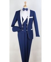 Royal Diamond Men's 3pc Fashion Tuxedo - White Accents