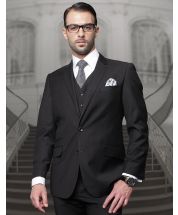Statement Men's 3 Piece 100% Wool Outlet Suit - Executive