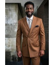 Copper Suit Mens 3 Piece Suits Peak Lapel Double Breasted Suit Jacket