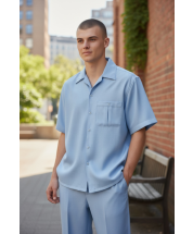 Dreams by Zacchi Men's Wide Leg 2 Piece Walking Suit - Light Texture