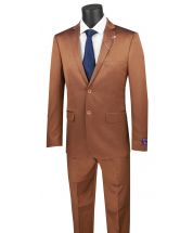 Vinci Men's 2 Piece Wool Feel Slim Fit Suit - Subtle Texture