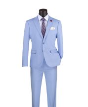 Vinci Men's 2 Piece Wool Feel Ultra Slim Fit Suit - Classic Business