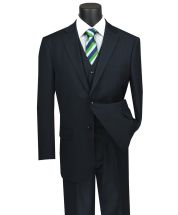 Vinci Men's Outlet 3 Piece Wool Feel Executive Suit - Pinstripe