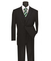 CCO Men's Outlet 3 Piece Wool Feel Executive Suit - Pinstripe